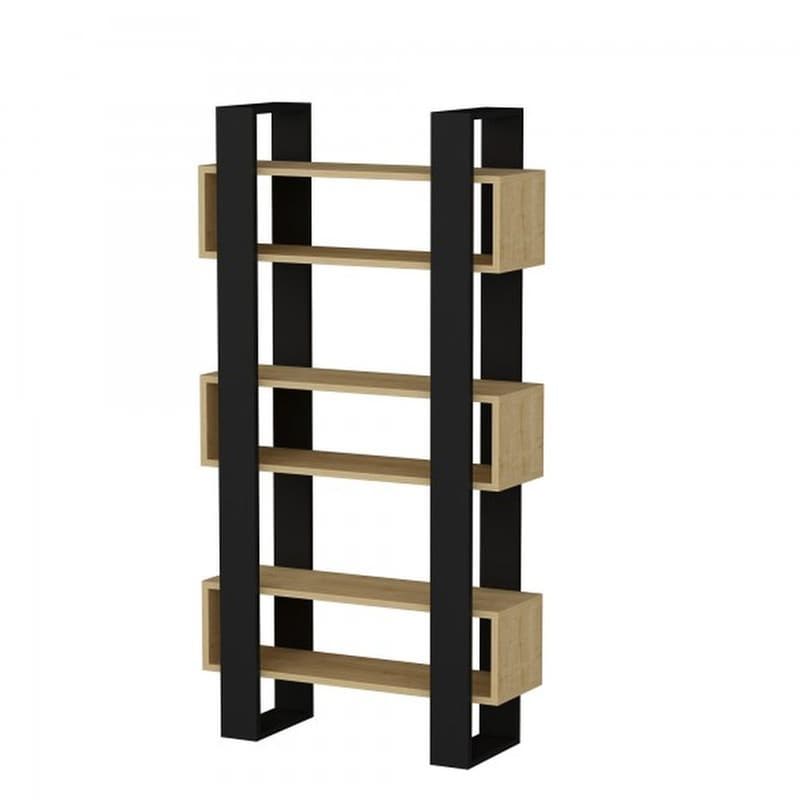 24MALL Βιβλιοθήκη 24Mall Piranha από Μοριοσανίδα 80x25.6x160 cm - Μαύρο/Καφέ