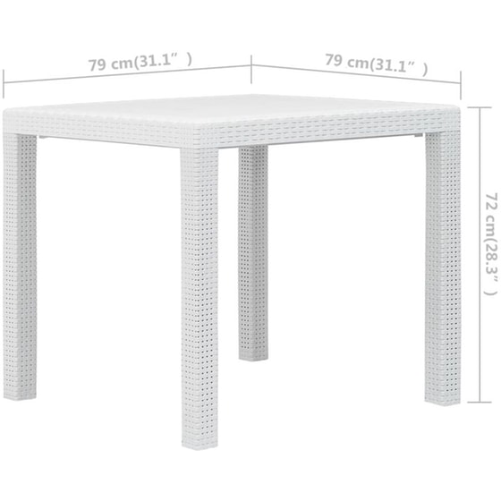 Τραπέζι Εξωτερικού Χώρου VidaXL από Πλαστικό 79x79x72 cm - Λευκό image 4