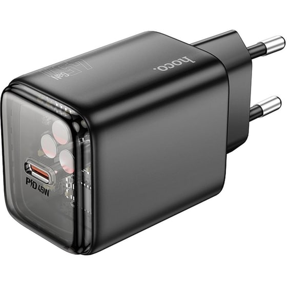 Φορτιστής Πρίζας Hoco N54 Monsoon  USB-C 45W - Black image 0