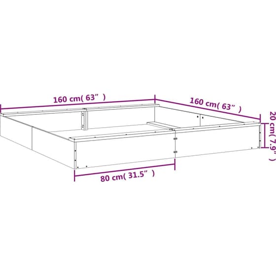 VidaXL Αμμοδόχος με Καθίσματα Τετράγωνη 160x160x20cm Ξύλινη - Φυσικό Χρώμα Ξύλου image 8