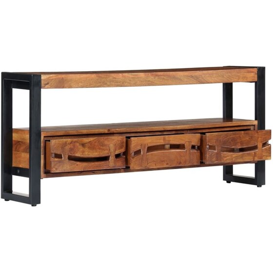 Έπιπλο Τηλεόρασης VidaXL από Ξύλο 140x30x45cm - Kαφέ/Μαύρο image 2