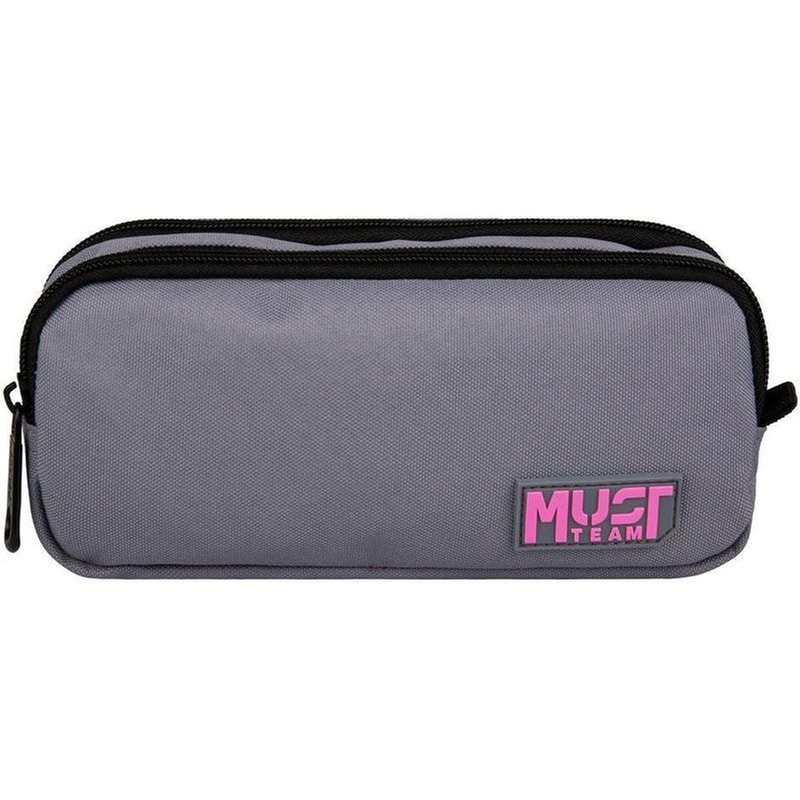 Κασετίνα Βαρελάκι Must Team Monochrome Γκρι με Ροζ