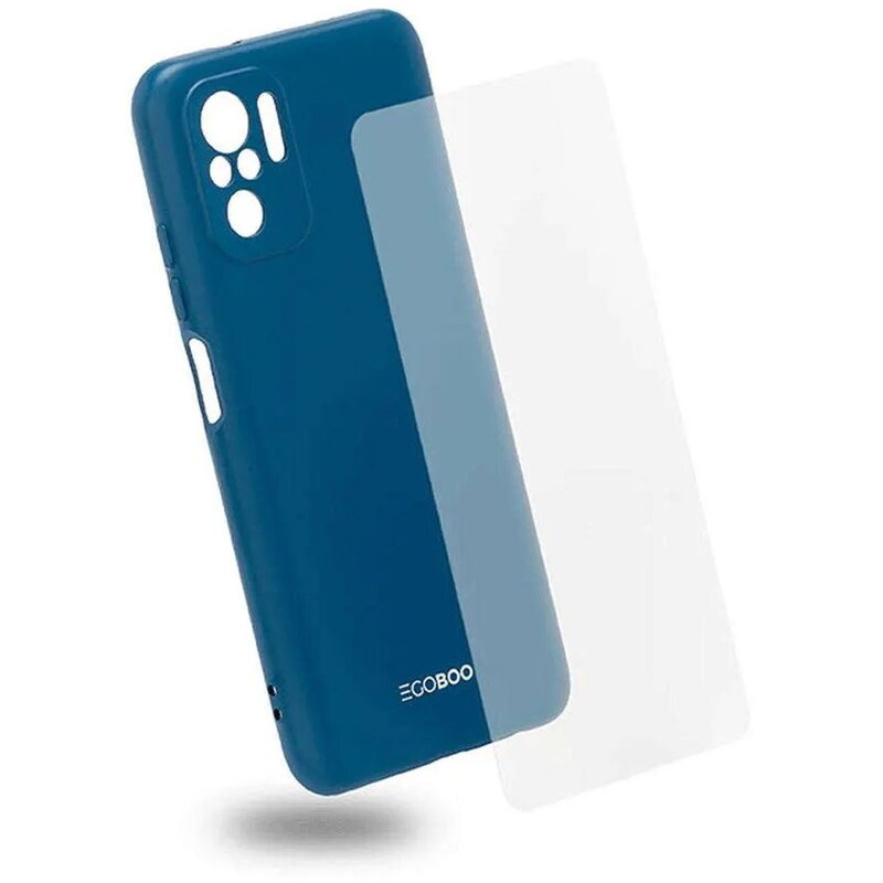 Θήκη Προστασία οθόνης Xiaomi Redmi Note 10S - Egoboo Back Cover Case + Tempered Glass - Blue