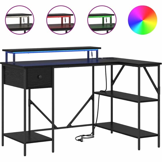 Γραφείο VidaXL από Επεξεργασμένο Ξύλο 120x79x86,5 cm - Μαύρη Οξιά image 3
