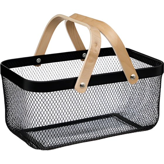 Καλάθι Αποθήκευσης Spitishop Μεταλλικό 26.5x18.5cm - Μαύρο/Μπεζ image 0