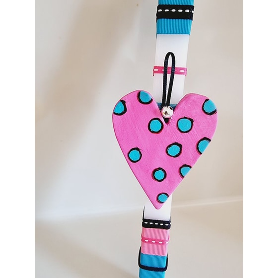 Λαμπάδα Perfect Match με Κεραμική Πουά Φούξια Καρδιά image 3