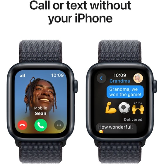 Apple Watch SE GPS + Cellular 44mm Midnight Aluminum Case with Ink Sport Loop image 3