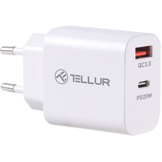 Φορτιστής Πρίζας Tellur PDHC101 USB-C Power Adapter Δύο Θυρών 38W - White image 1