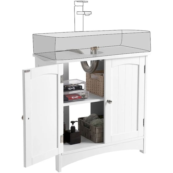 Ντουλάπι Μπάνιου Νιπτήρα Vasagle Bbc01wt από MDF 60x30x60cm - Λευκό image 6