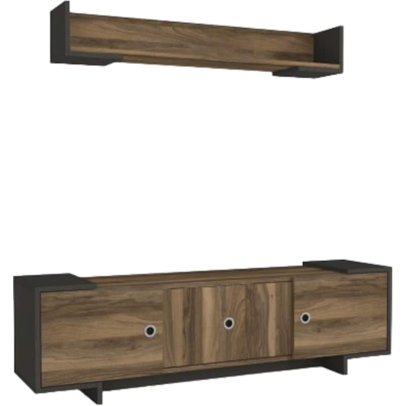 24MALL Έπιπλο Τηλεόρασης 24Mall Lipari από Μοριοσανίδα 150x35x43.2 cm - Καρυδί/Ανθρακί