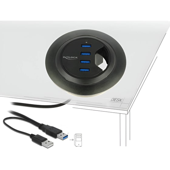 DeLock 62868 USB Hub 4-Port USB 3.0 συμβατό με USB-A image 3