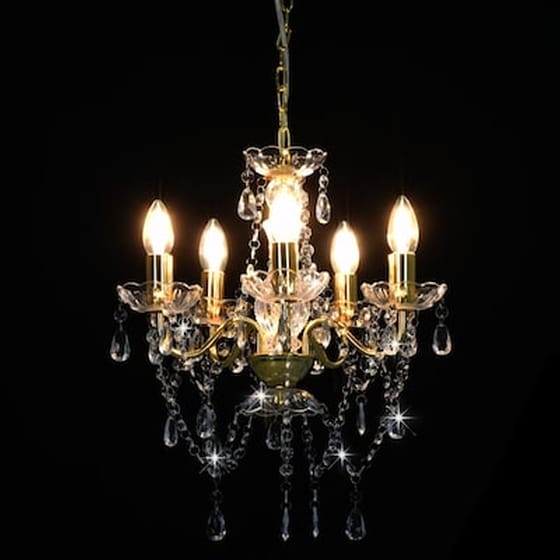 Vidaxl Πολυέλαιος Με Κρυστάλλινες Χάντρες Χρυσός Με 5 Ντουί Ε14 image 3