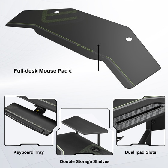Γραφείο Gaming Eureka Ergonomic από Ατσάλι 180x76cm - Μαύρο image 3