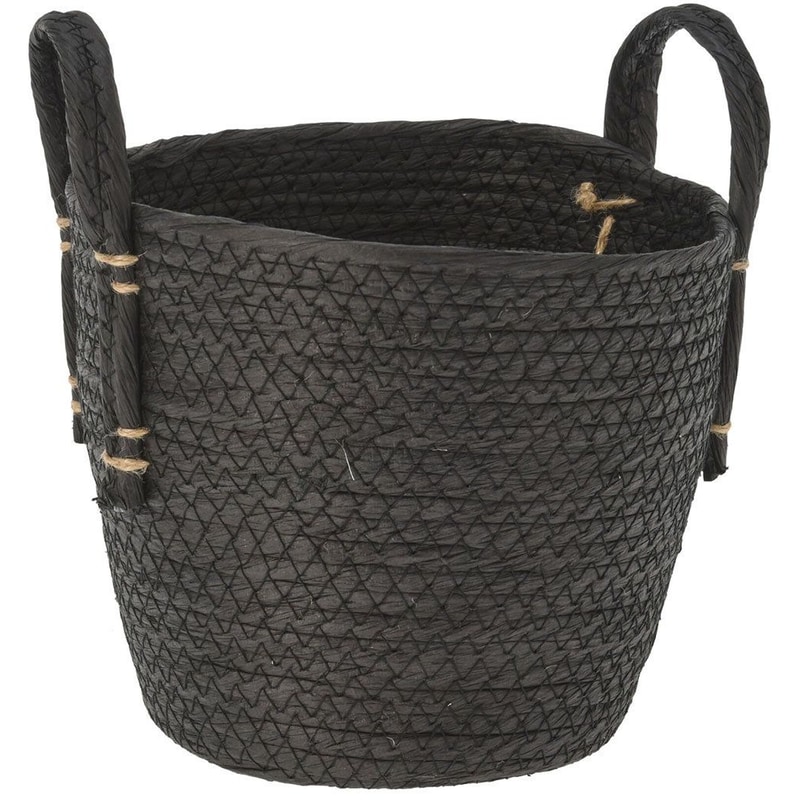 SPITISHOP Καλάθι Αποθήκευσης Spitishop K-m Black Kr2002700 20x18cm Ψάθινο - Μαύρο