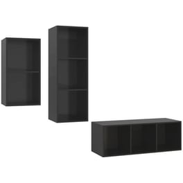 Έπιπλα Τηλεόρασης VidaXL Μοριοσανίδα 3 Τμχ 107x37x37cm - Μαύρο