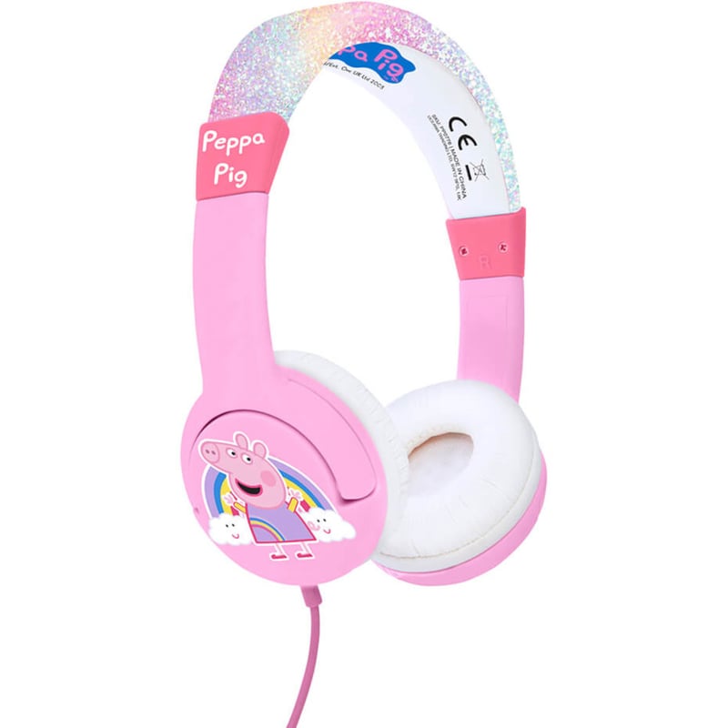 OTL Peppa Pig Glitter Rainbow Παιδικά Gaming Ενσύρματα Ακουστικά 3.5mm Ροζ/Λευκά