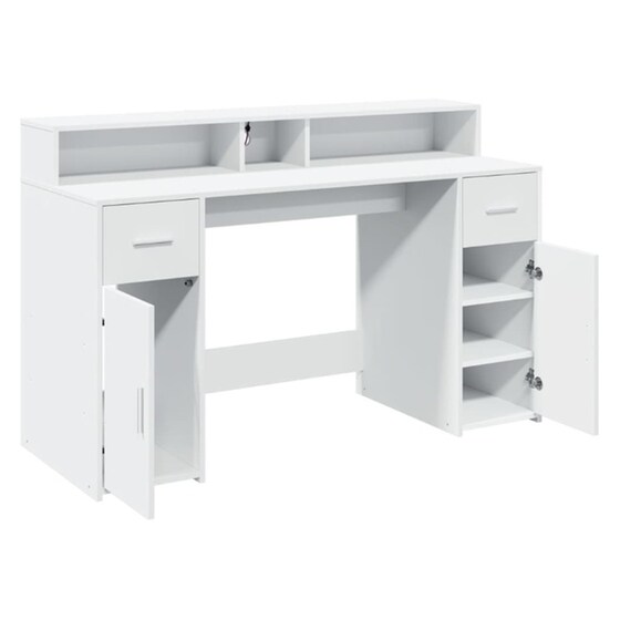 Γραφείο VidaXL με LED από Επεξεργασμένο Ξύλο 140x55x91 cm - Λευκό image 10