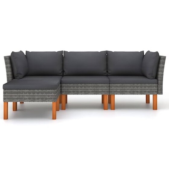 Vidaxl Σαλόνι Κήπου 4 Τεμαχίων Γκρι Από Συνθετικό Ρατάν Με Μαξιλάρια image 2