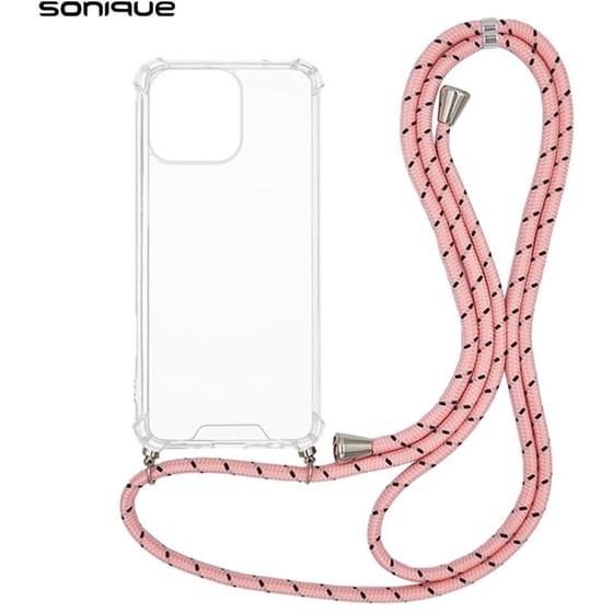 Θήκη Apple iPhone 16 Pro - Sonique Armor Clear Θήκη Σιλικόνης με Κορδόνι - Rainbow Ροζ image 0