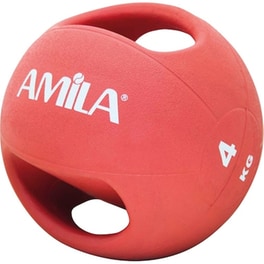 Μπάλα Medicine Amila Dual Handle Κατάλληλη για Ενδυνάμωση 4 kg 23 cm από PVC - Κόκκινο