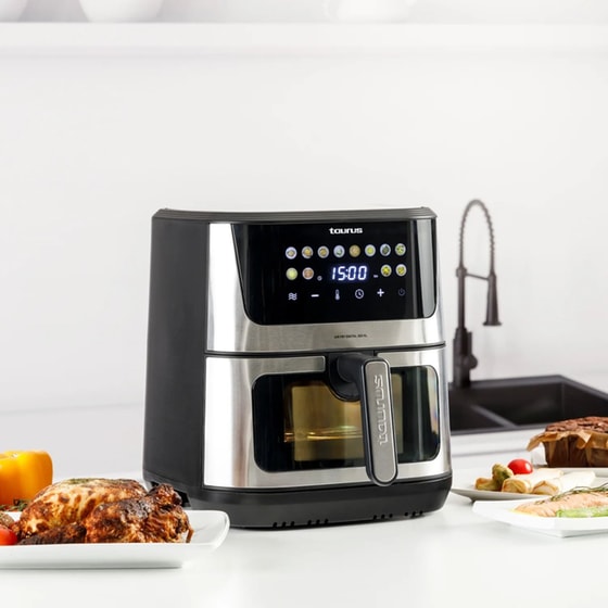 TAURUS DIGITAL 360 XL με Αποσπώμενο Κάδο 2100 W 8 L Ασημί Φριτέζα Αέρος image 1