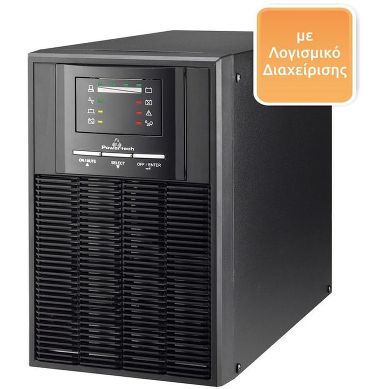 POWERTECH UPS POWERTECH PT-1000 Online Double Conversion (VFI) 1000VA Μαύρο