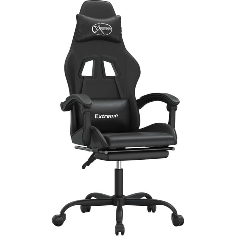 Καρέκλα Gaming VIDAXL 349587 με Υποπόδιο από Τεχνητό Δέρμα - Μαύρη