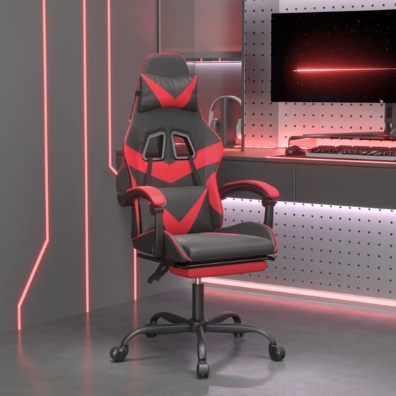 Καρέκλα Gaming VIDAXL 3143855 με Υποπόδιο από Τεχνητό Δέρμα - Μαύρο image 8
