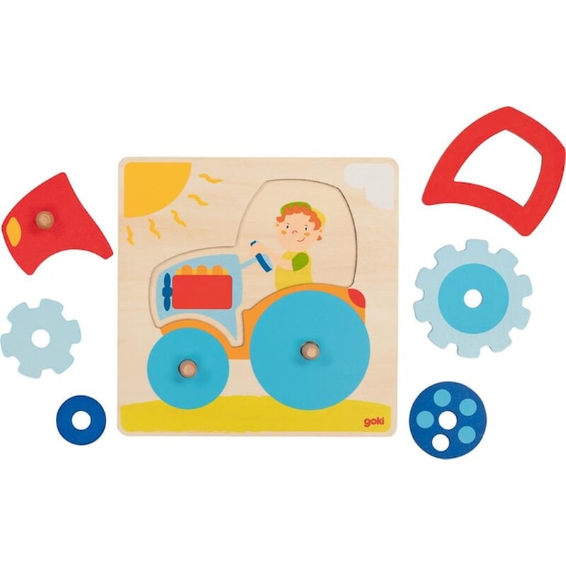 Ξύλινο Παζλ Τρακτέρ Tractor Puzzle Goki