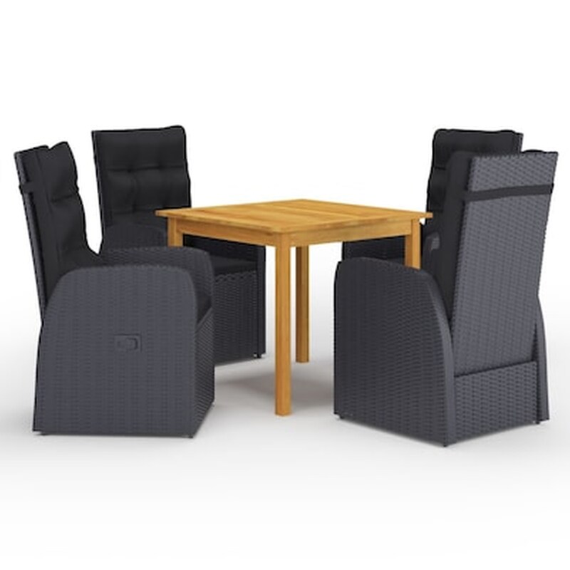 Vidaxl Σετ Τραπεζαρίας Κήπου 5 Τεμαχίων Μαύρο VIDAXL