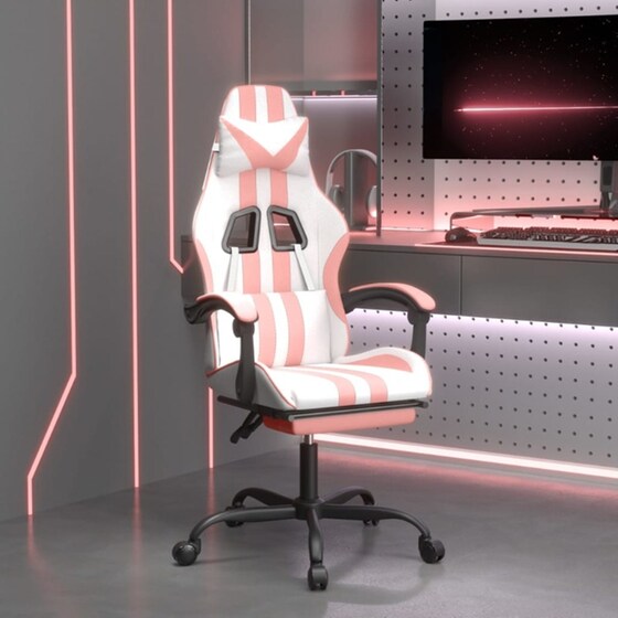 Καρέκλα Gaming VIDAXL 3143839 με Υποπόδιο από Τεχνητό Δέρμα - Λευκό image 11