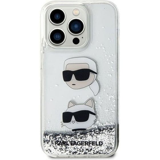 Θήκη Apple iPhone 11 - Karl Lagerfeld Liquid Glitter Karl & Choupette Heads - Silver image 1
