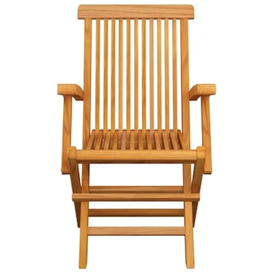 Vidaxl Καρέκλες Κήπου 3 Τεμ. Από Μασίφ Ξύλο Teak Με Μπλε Μαξιλάρια image 4