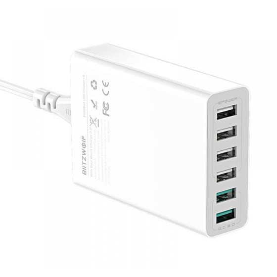 Φορτιστής Πρίζας BlitzWolf USB-A 60W  - Λευκό image 1