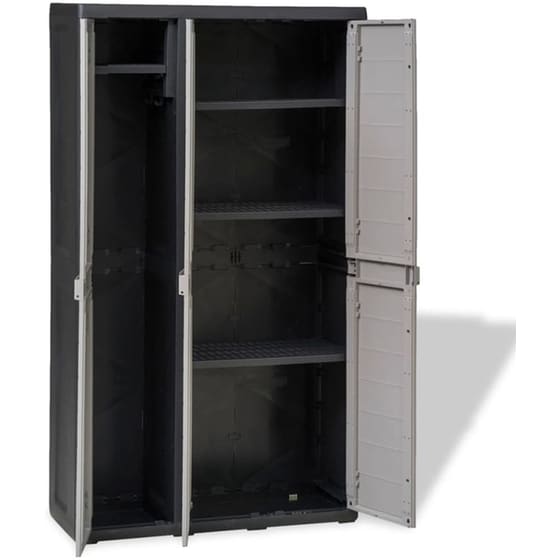 Ντουλάπα VidaXL Τρίφυλλη Πλαστική 97x38x171 cm - Γκρι/Μαύρη image 4