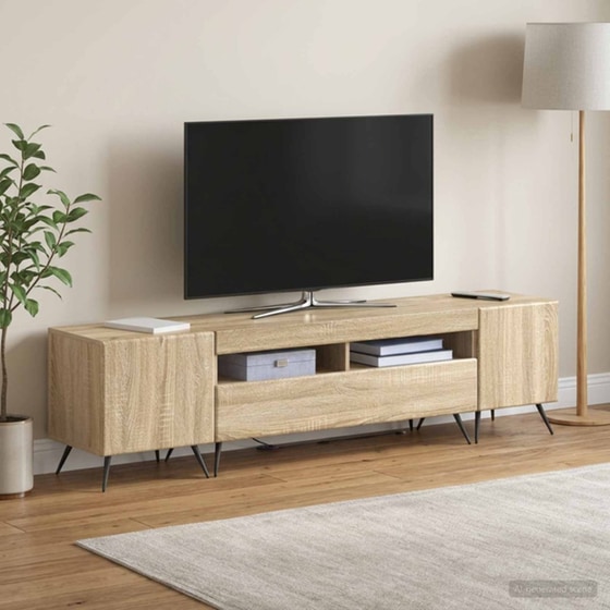 Έπιπλο Τηλεόρασης VidaXL BREDA με LED 3 τμχ 198 x 35 x 43 cm - Sonoma Δρυς image 1