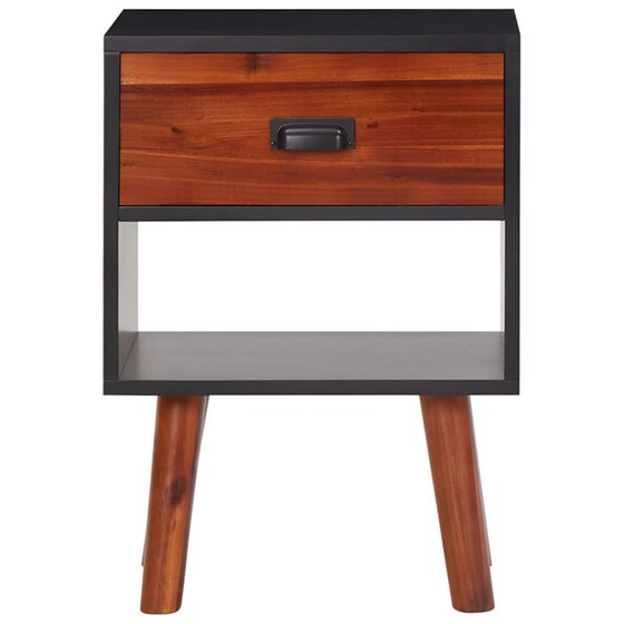 Κομοδίνο Vidaxl Από Μασίφ Ξύλο Ακακίας 40x30x57 cm - Μαύρο Καφέ image 1