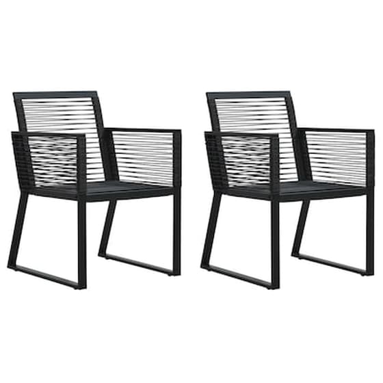 Καρέκλες Κήπου Vidaxl από Ρατάν Pvc 2 Τεμ. 53x57x77 - Μαύρες image 0