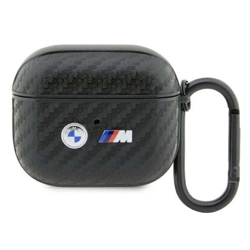 BMW Θήκη Bluetooth BMW Carbon Double Metal Logo για AirPods 3rd Gen - Μαύρο