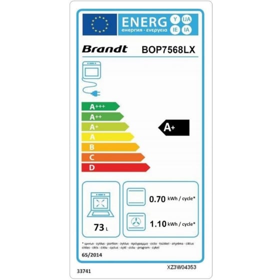 BRANDT BOP7568LX Χωρητικότητας 73L  Μαύρος Εντοιχιζόμενος Φούρνος Άνω Πάγκου image 2