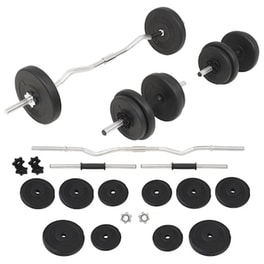 Σετ Στραβόμπαρα Φ25mm 5.2kg VidaXL 91400 120cm με 14 Δίσκους Βαρών 23kg, 2 Αλτήρες και 6 Κολάρα