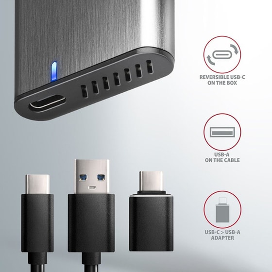 AXAGON EEM2-SG2 USB-C 3.2 Gen 2 Θήκη για M.2 NVMe & SATA SSD 30-80mm Αλουμινίου image 3