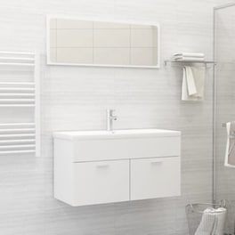 Vidaxl Σετ Επίπλων Μπάνιου 2 Τεμαχίων Λευκό Από Μοριοσανίδα