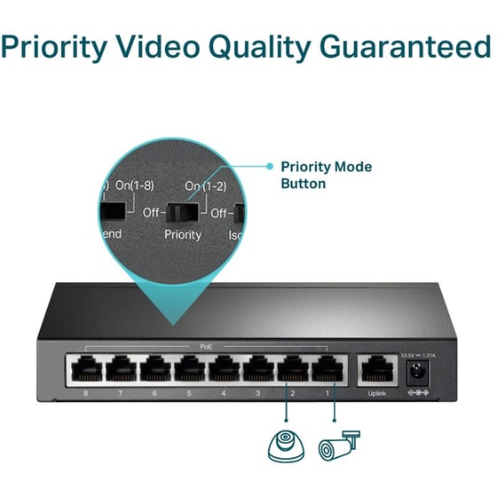 TP-Link TL-SF1009P Network Switch Easy Smart L2 Fast Ethernet (10/100Mbps) 9-Port PoE+ Support image 3