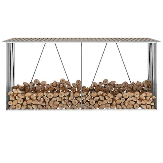 Vidaxl Υπόστεγο Αποθήκευσης Ξύλων Κήπου Καφέ 330 X 84 X 152 Εκ. Ατσάλι image 1