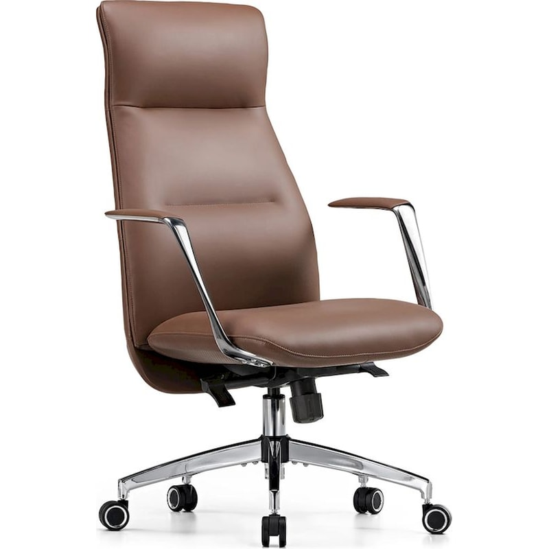 Καρέκλα Γραφείου Εργονομική Eureka Ergonomic ERK-OC08-BR από Δερματίνη - Καφέ