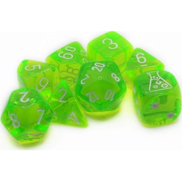 Σετ Ζάρια - 7 Dice Set Translucent Rad Green With White (bonus Die) Chessex
