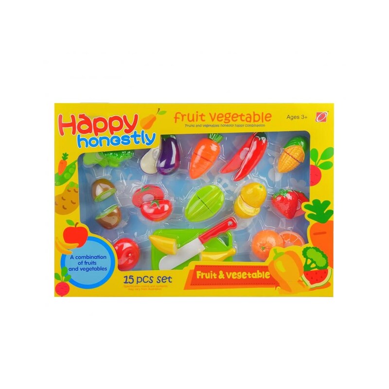 Σετ Παιχνίδι Με Λαχανικά Και Φρούτα 15 Τεμαχίων, Set Velcro Vegetables