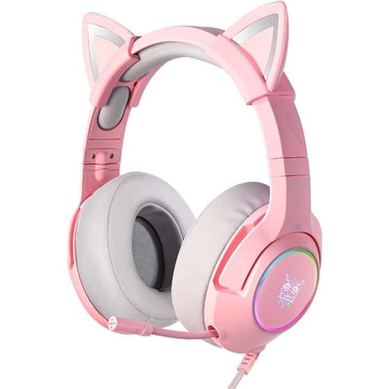 Onikuma K9 Gaming Ενσύρματα Ακουστικά 3.5mm/USB με RGB Φωτισμό - Ροζ image 0