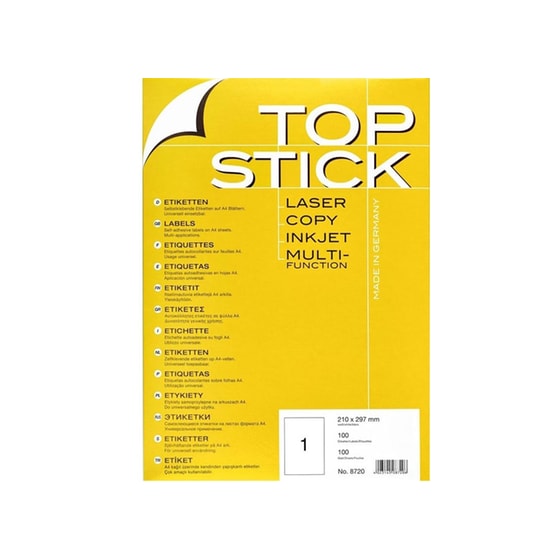 Topstick 8720 - Αυτοκόλλητες Ετικέτες (210x297mm) image 0